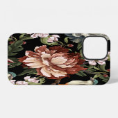 ヴィンテージ華美牡丹、バラ、鳥。 iPhoneケース (裏面横)