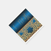 ヴィンテージ華美金ゴールドと青い宝石で飾られた記念日 スタンダードカクテルナプキン (角)