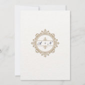 ヴィンテージ華美金ゴールドコーナーホワイトイスラム結婚教徒 招待状 (裏面)