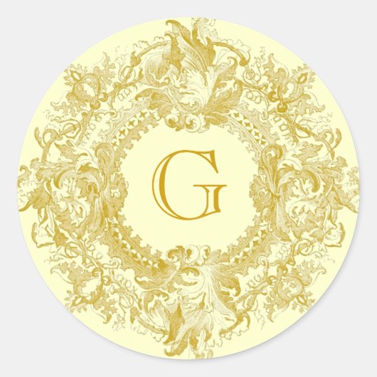 ヴィンテージ華美金ゴールドフローリッシュリース ラウンドシール (正面)