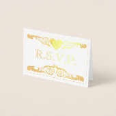 ヴィンテージ華美金ゴールドフローリッシュRSVPフォイルカード 箔カード (正面)