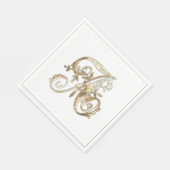 ヴィンテージ華美金ゴールドモノグラムA スタンダードランチョンナプキン (角)