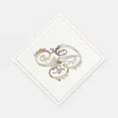 ヴィンテージ華美金ゴールドモノグラムB スタンダードランチョンナプキン (角)