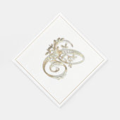 ヴィンテージ華美金ゴールドモノグラムC スタンダードランチョンナプキン (角)