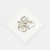 ヴィンテージ華美金ゴールドモノグラムE スタンダードランチョンナプキン (角)