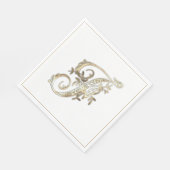 ヴィンテージ華美金ゴールドモノグラムF スタンダードランチョンナプキン (角)