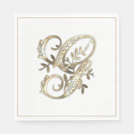 ヴィンテージ華美金ゴールドモノグラムG スタンダードランチョンナプキン