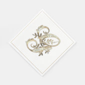 ヴィンテージ華美金ゴールドモノグラムG スタンダードランチョンナプキン (角)