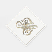 ヴィンテージ華美金ゴールドモノグラムH スタンダードランチョンナプキン (角)