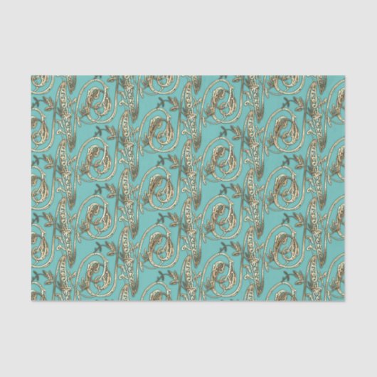 ヴィンテージ華美金ゴールドモノグラムNティッシュペーパー 薄葉紙 (正面)