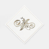 ヴィンテージ華美金ゴールドモノグラムN スタンダードランチョンナプキン (角)