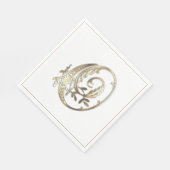 ヴィンテージ華美金ゴールドモノグラムO スタンダードランチョンナプキン (角)