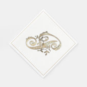 ヴィンテージ華美金ゴールドモノグラムP スタンダードランチョンナプキン (角)