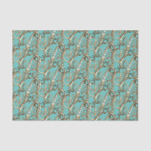 ヴィンテージ華美金ゴールドモノグラムRティッシュペーパー 薄葉紙 (正面)