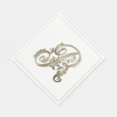 ヴィンテージ華美金ゴールドモノグラムR スタンダードランチョンナプキン (角)