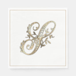 ヴィンテージ華美金ゴールドモノグラムS スタンダードランチョンナプキン