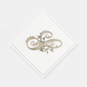 ヴィンテージ華美金ゴールドモノグラムS スタンダードランチョンナプキン (角)