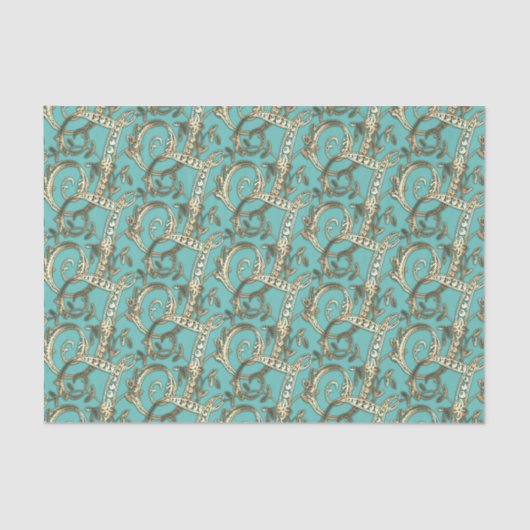 ヴィンテージ華美金ゴールドモノグラムTティッシュペーパー 薄葉紙 (正面)