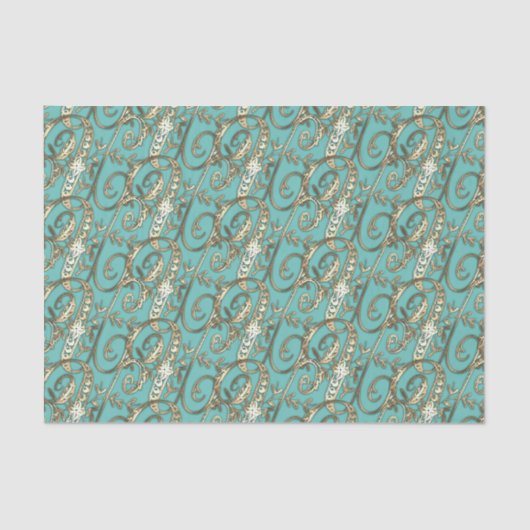 ヴィンテージ華美金ゴールドモノグラムUティッシュペーパー 薄葉紙 (正面)