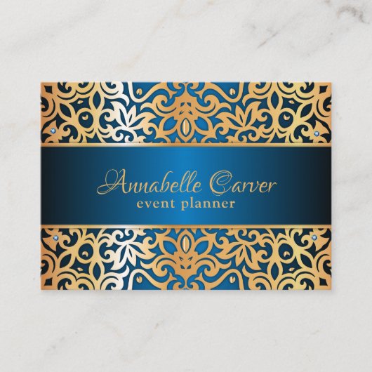 ヴィンテージ華美金ゴールド及び青色玉飾りイベントプランナー 名刺 (正面)