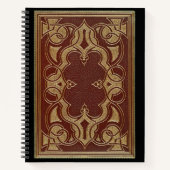 ヴィンテージ華美金箔付きレザーブックカバー ノートブック (正面)