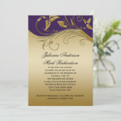 ヴィンテージ華美·パープル·金ゴールド·ス結婚ワールズ 招待状 (スタンド正面)