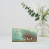 ヴィンテージ落ち着く緑の森の木の瞑想 名刺 (スタンド正面)