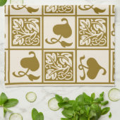 ヴィンテージ葉つる植物 キッチンタオル (折り畳み)
