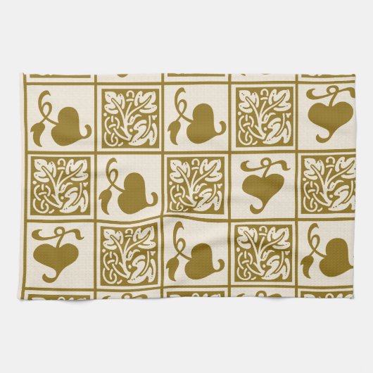 ヴィンテージ葉つる植物 キッチンタオル (横)