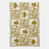 ヴィンテージ葉つる植物 キッチンタオル (縦)