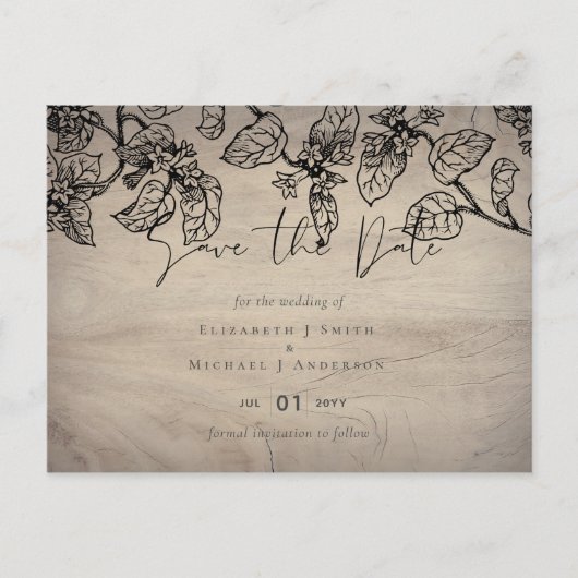 ヴィンテージ葉ガーデンクラシックズバジェット結婚ズ ポストカード (正面)