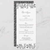 ヴィンテージ葉グレイ結婚のメニューカード メニュー (正面/裏面)