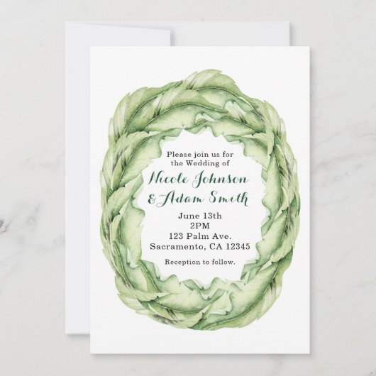 ヴィンテージ葉ストロピカルシック結婚式招待状 招待状 (正面)