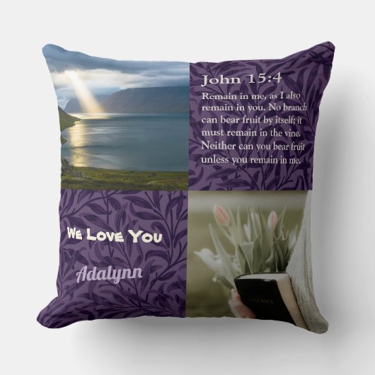 ヴィンテージ葉ス・ヴァイオレット女性用クリスチャン・ギフト クッション (正面)