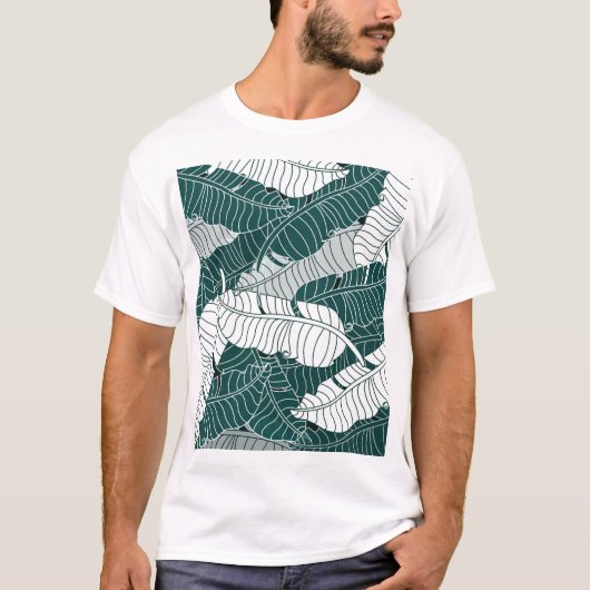 ヴィンテージ葉パターン背景 Tシャツ (正面)