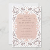 ヴィンテージ葉フローラベビーシャワー 招待状 (正面)