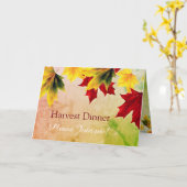 ヴィンテージ葉メジ – 感謝祭の招待 カード (黄色い花)