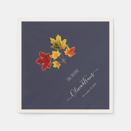 ヴィンテージ葉メープル – 愛の秋 スタンダードカクテルナプキン (正面)