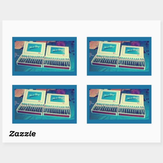 ヴィンテージ葉巻男の赤ちゃん発表 長方形シール (シート)