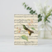 ヴィンテージ葉書の植物性ハミングバード音楽 ポストカード (スタンド正面)