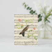 ヴィンテージ葉書の植物性ハミングバード音楽 ポストカード (スタンド正面)