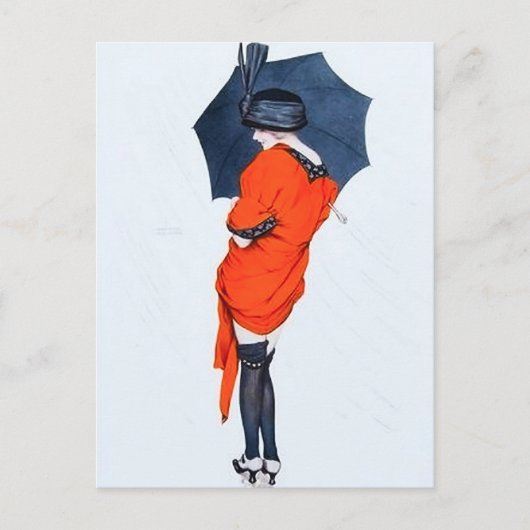 ヴィンテージ葉書付き女の子 ポストカード (正面)