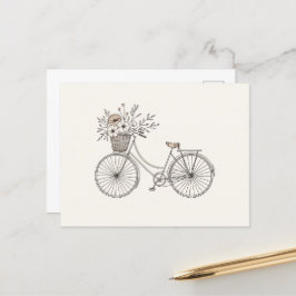 ヴィンテージ葉書開花付き自転車 ポストカード