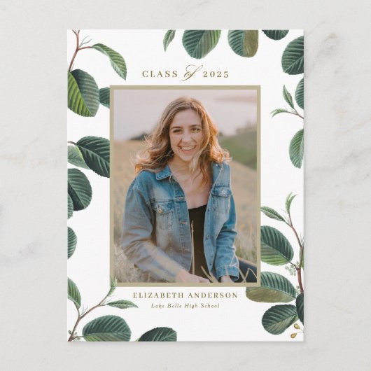 ヴィンテージ葉植物写真卒業 ポストカード (正面)