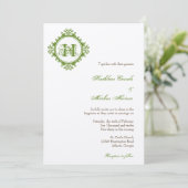 ヴィンテージ葉粉フレーム結婚モノグラム 招待状 (スタンド正面)