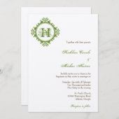 ヴィンテージ葉粉フレーム結婚モノグラム 招待状 (正面/裏面)
