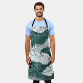 ヴィンテージ葉背景パターンデザイン図 エプロン (着用した状態)