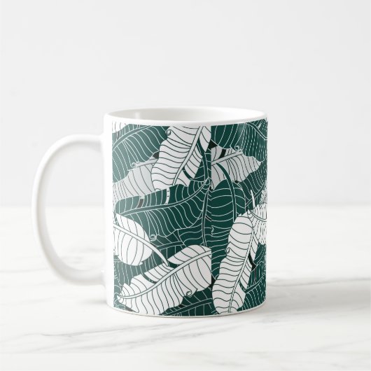 ヴィンテージ葉背景パターンデザイン図 コーヒーマグカップ (左)