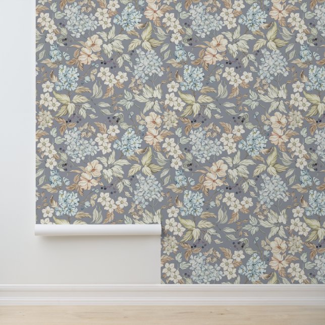 ヴィンテージ葉花果実の枝クール灰色 壁紙 (アプリケーション)