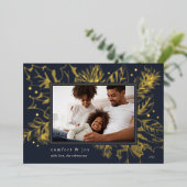 ヴィンテージ葉 |植物写真 箔シーズンカード (立ち正面)